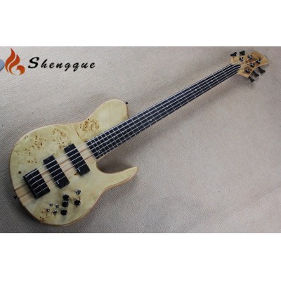 Shengyun Ebony Fingerboard Burl Top Electric Bass Guitar